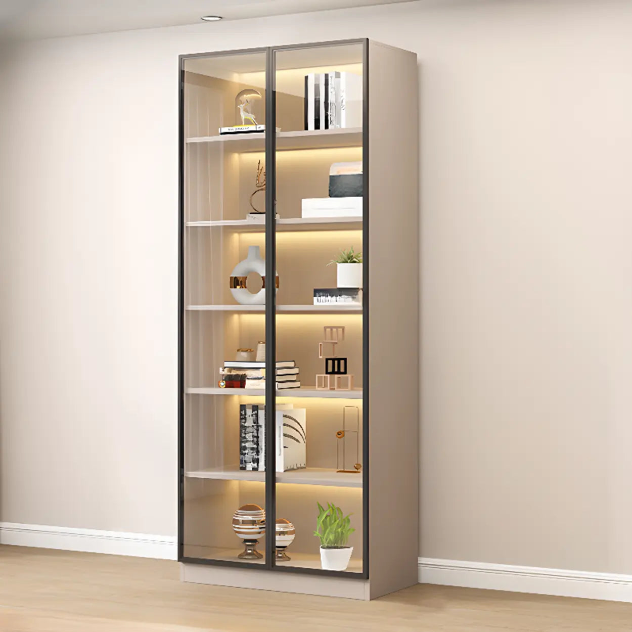 White Rectangular Glass Display Cabinet — Drawer Not Included / 2