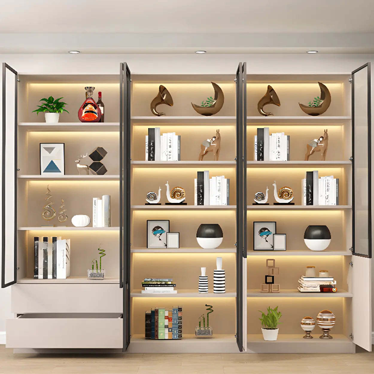 White Rectangular Glass Display Cabinet — 3 / 2