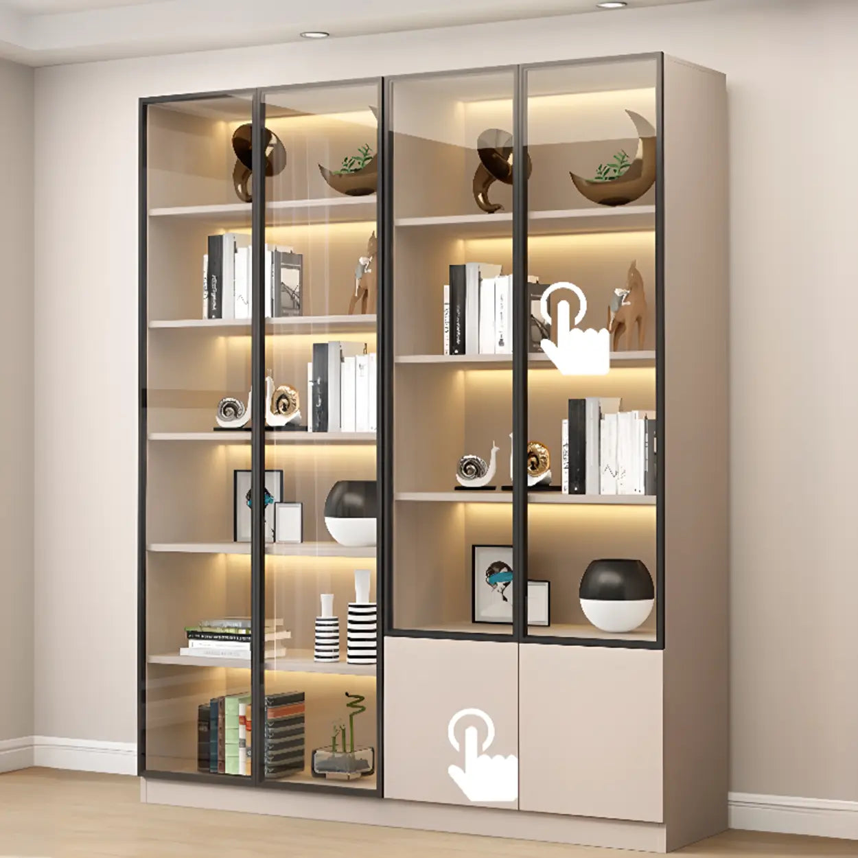 White Rectangular Glass Display Cabinet — Drawer Not Included / 1