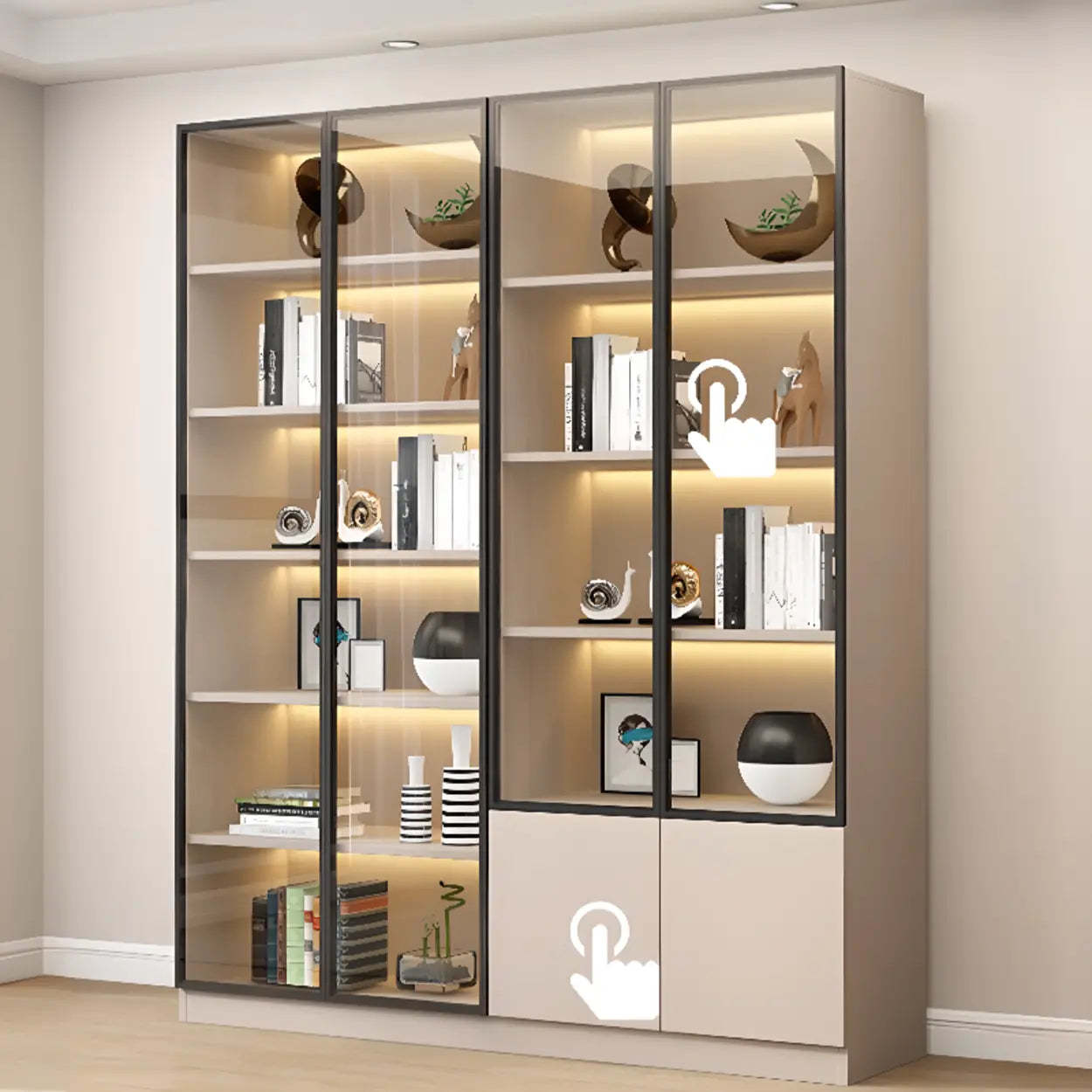 White Rectangular Glass Display Cabinet — Drawer Not Included / 1