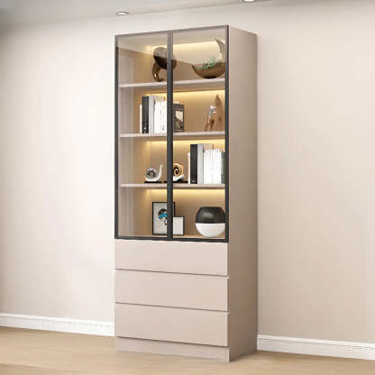 White Rectangular Glass Display Cabinet — Drawer Not Included / 4