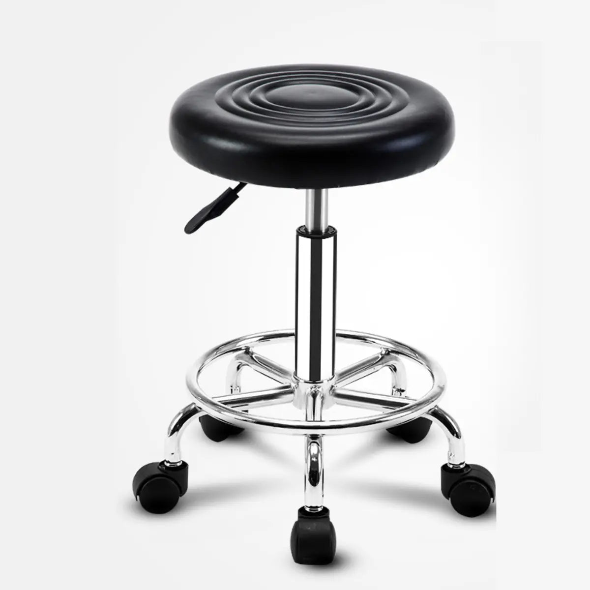 Trendy Black Round Chrome Adjustable Stool