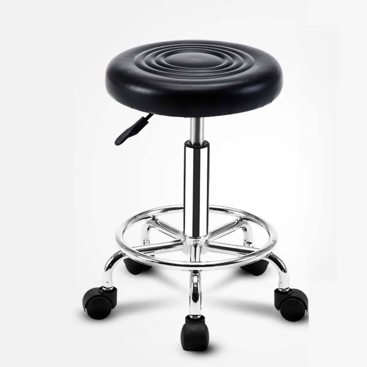 Trendy Black Round Chrome Adjustable Stool