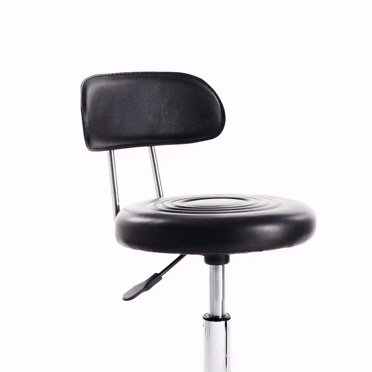 Trendy Black Round Chrome Adjustable Stool