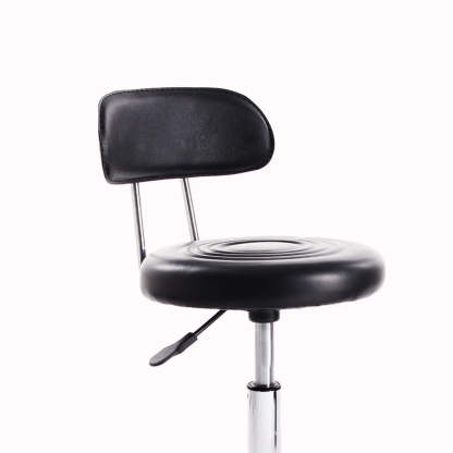 Trendy Black Round Chrome Adjustable Stool