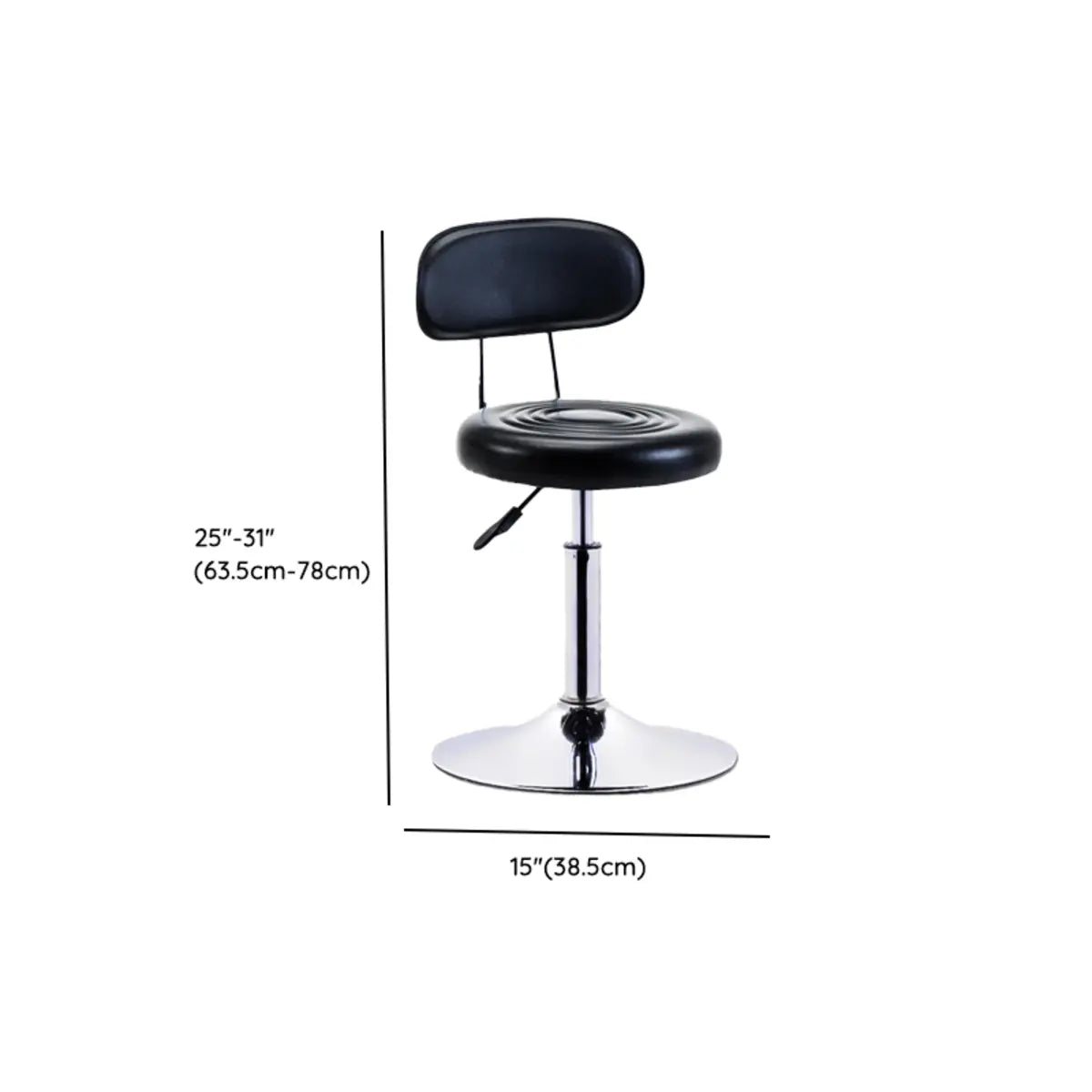 Trendy Black Round Chrome Adjustable Stool