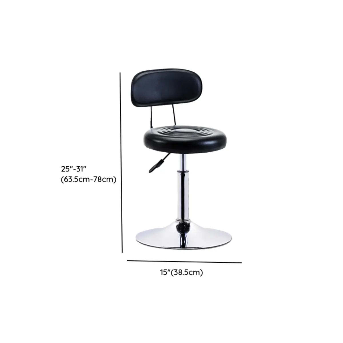 Trendy Black Round Chrome Adjustable Stool