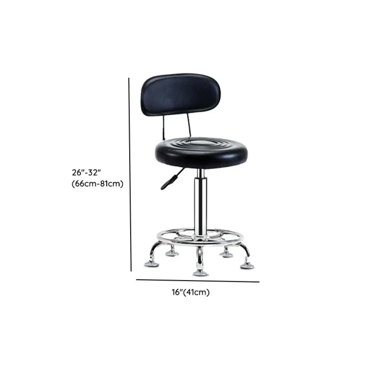 Trendy Black Round Chrome Adjustable Stool