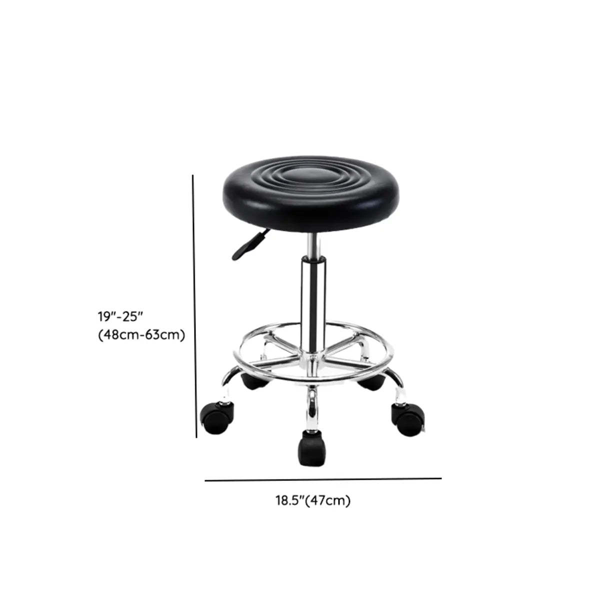 Trendy Black Round Chrome Adjustable Stool