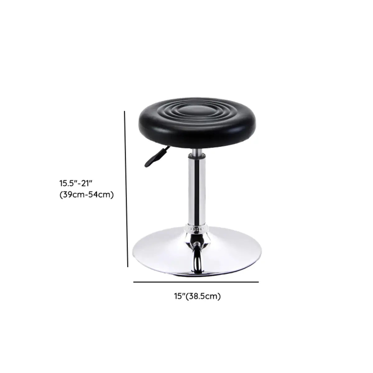 Trendy Black Round Chrome Adjustable Stool
