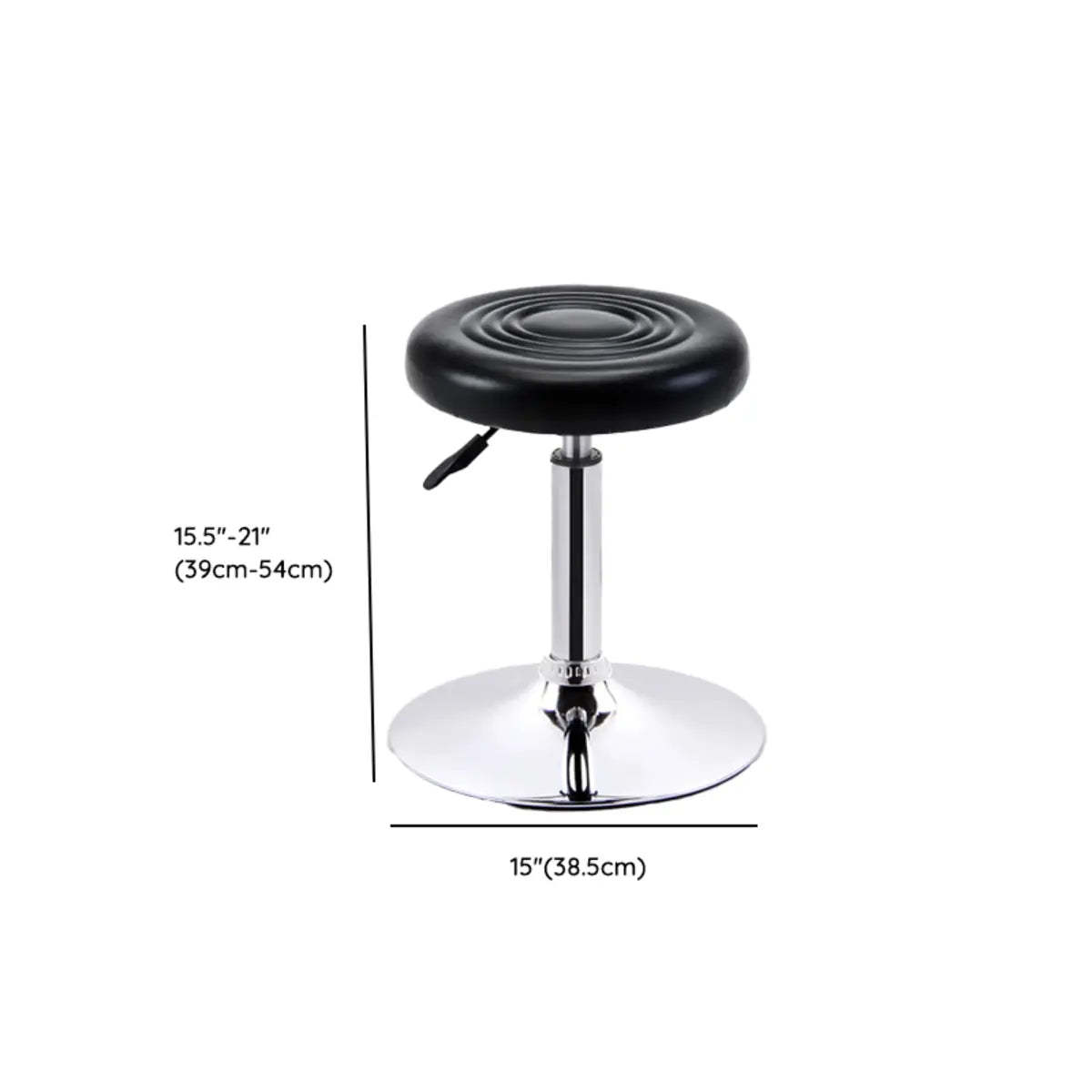 Trendy Black Round Chrome Adjustable Stool