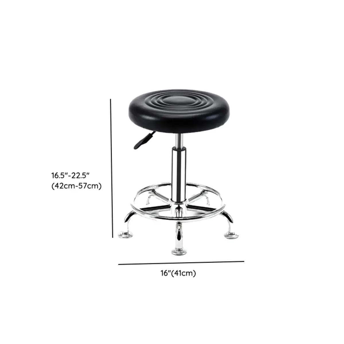 Trendy Black Round Chrome Adjustable Stool