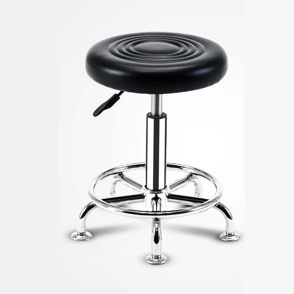 Trendy Black Round Chrome Adjustable Stool