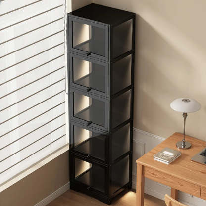 Vertical Narrow Display Bookcase — White