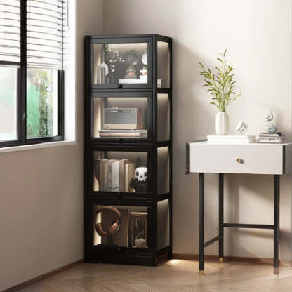 Vertical Narrow Display Bookcase — Black