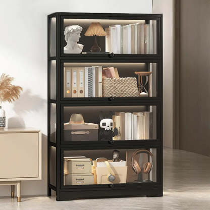Vertical Narrow Display Bookcase — Black