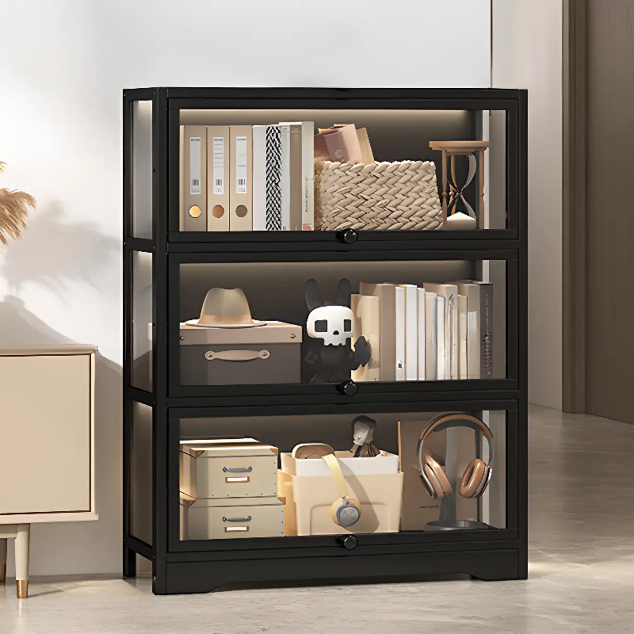 Vertical Narrow Display Bookcase — White
