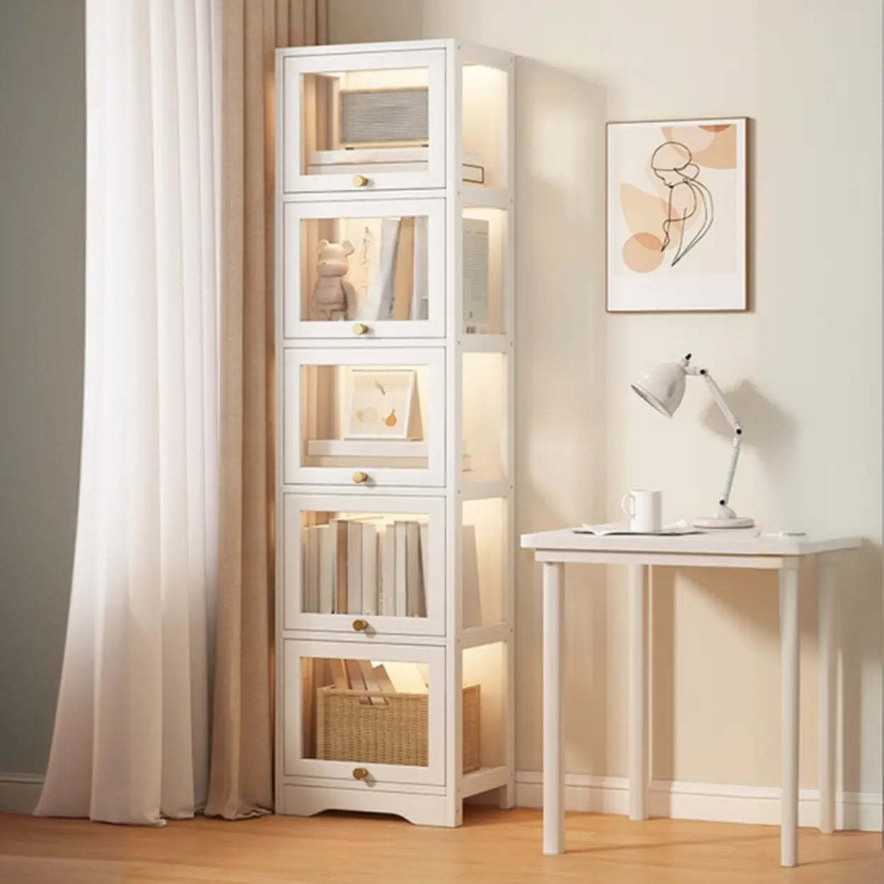 Vertical Narrow Display Bookcase — Black
