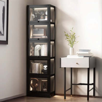 Vertical Narrow Display Bookcase — White