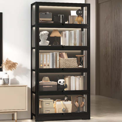 Vertical Narrow Display Bookcase — Black
