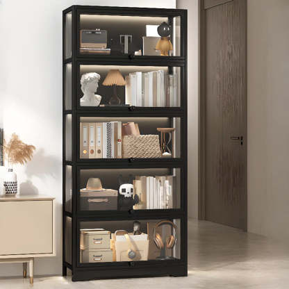 Vertical Narrow Display Bookcase — Black