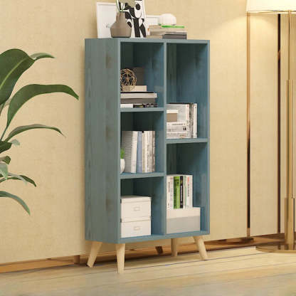 Trendy Vertical Rectangular Natural Wood Bookcase — Natural