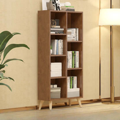 Trendy Vertical Rectangular Natural Wood Bookcase — Natural