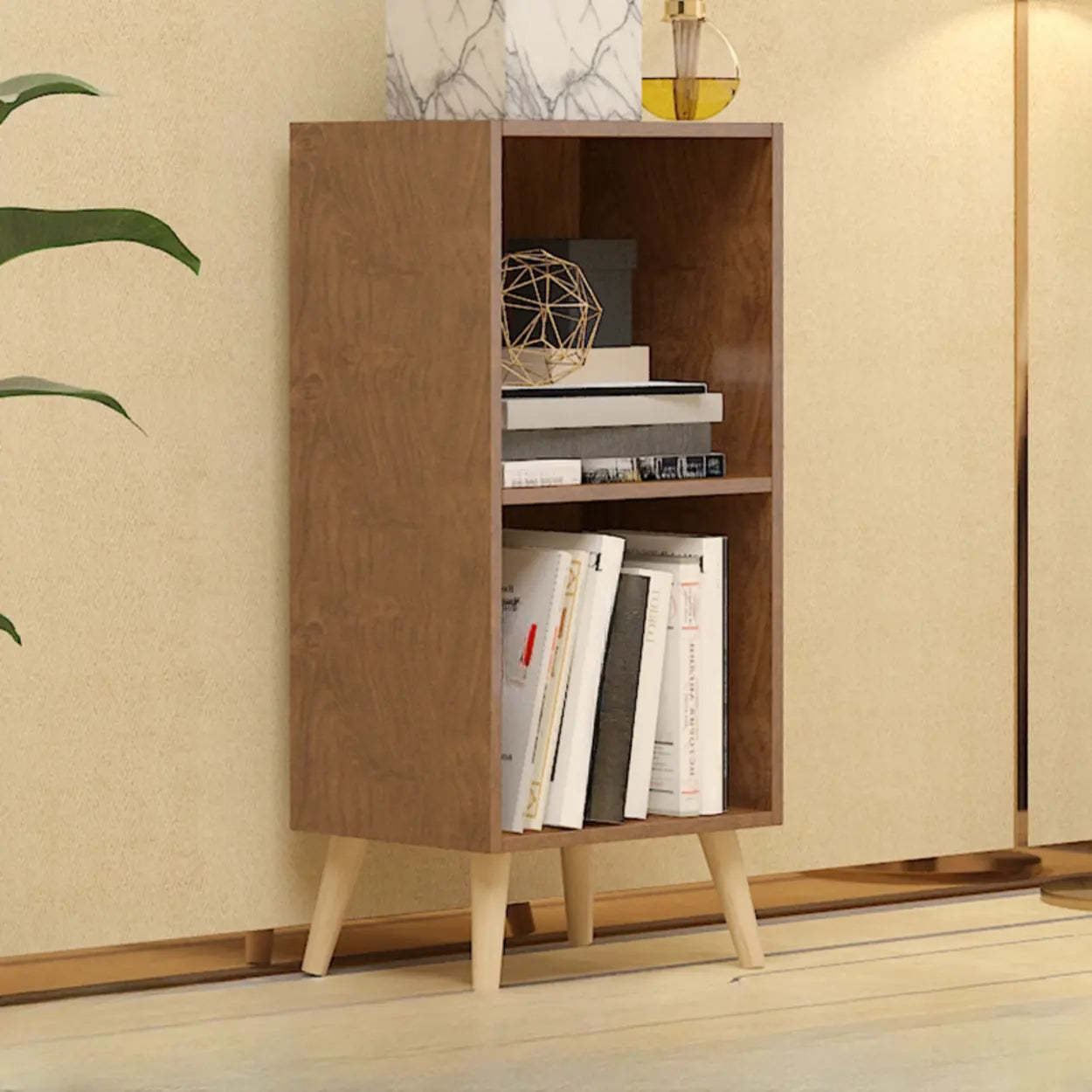 Trendy Vertical Rectangular Natural Wood Bookcase — Natural