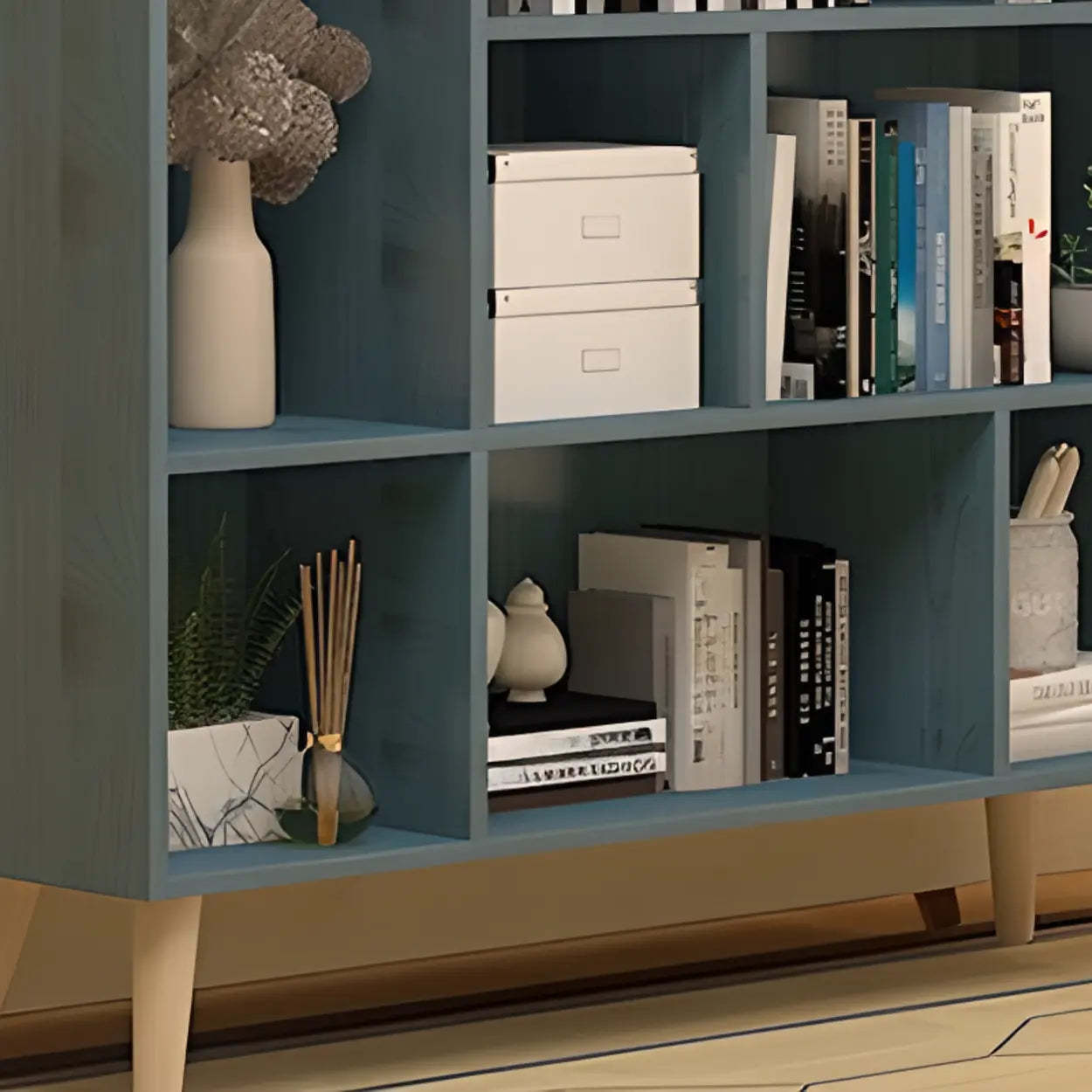 Trendy Vertical Rectangular Natural Wood Bookcase