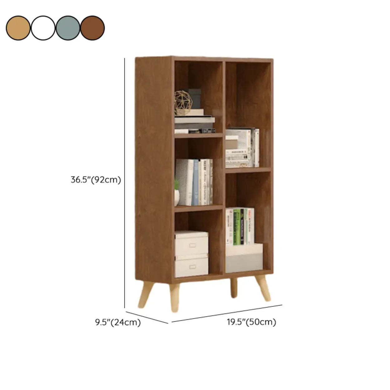 Trendy Vertical Rectangular Natural Wood Bookcase