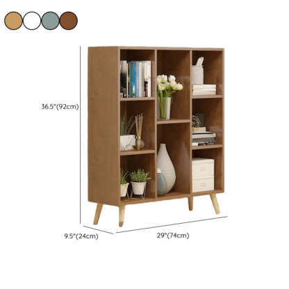 Trendy Vertical Rectangular Natural Wood Bookcase