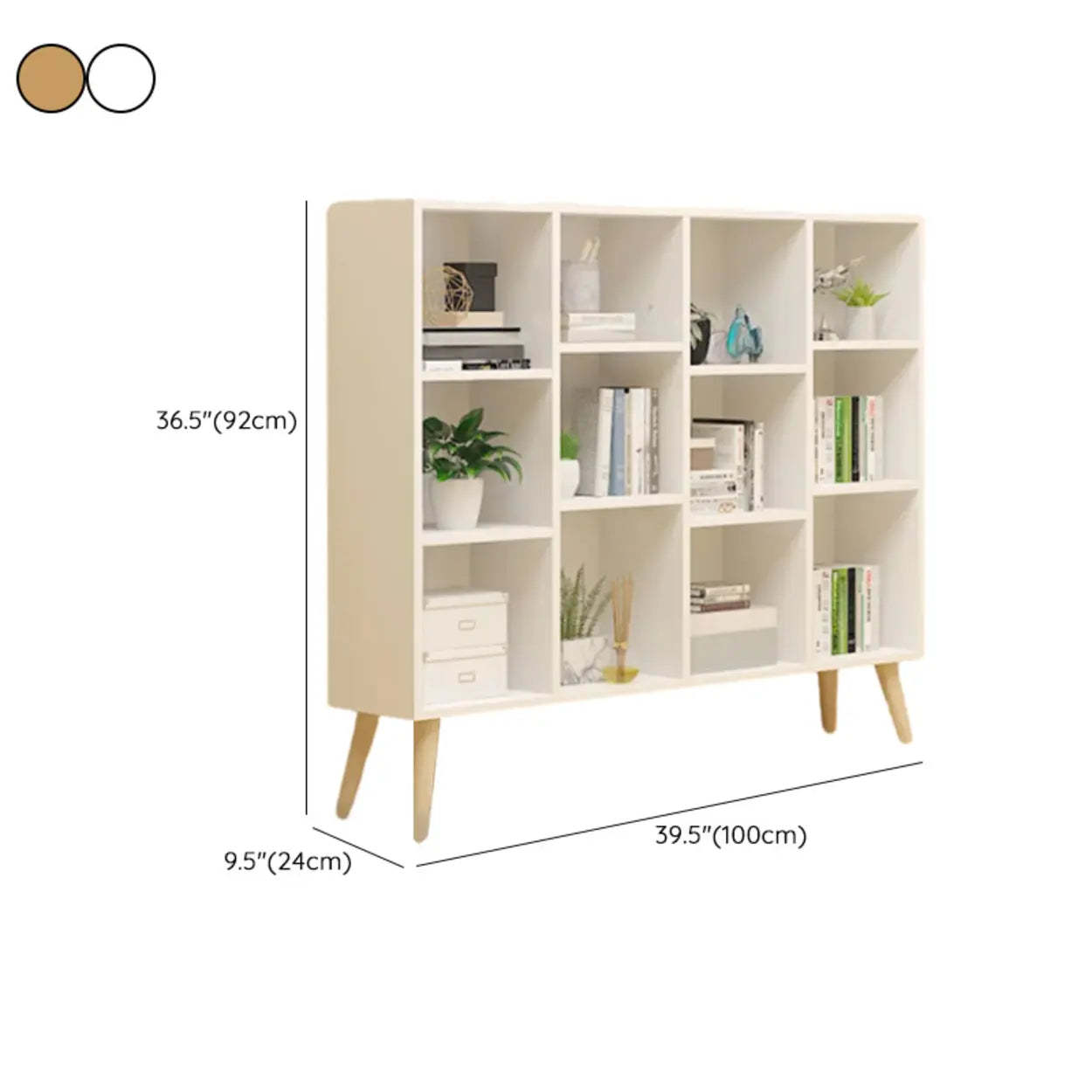 Trendy Vertical Rectangular Natural Wood Bookcase
