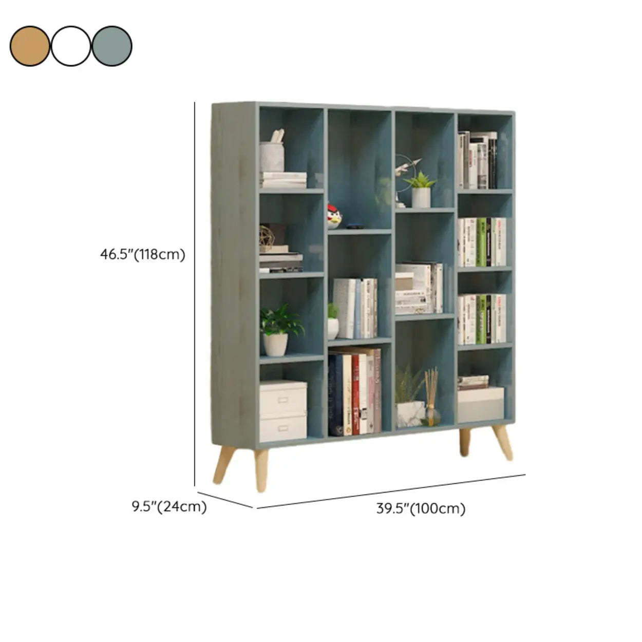 Trendy Vertical Rectangular Natural Wood Bookcase