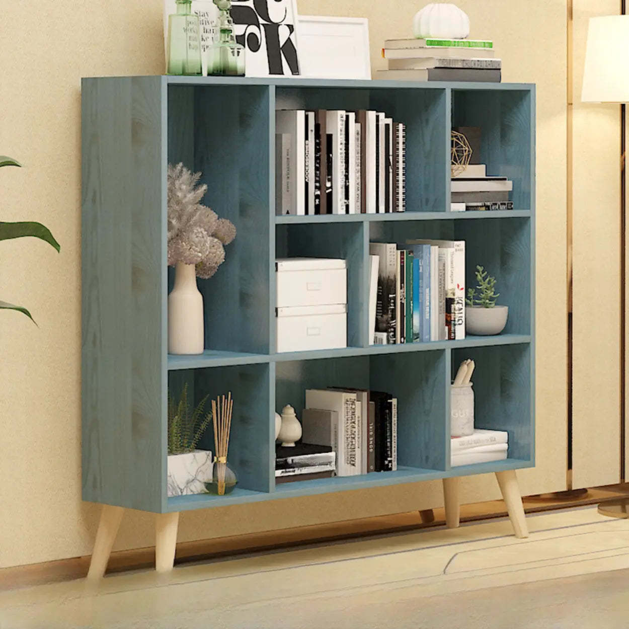 Trendy Vertical Rectangular Natural Wood Bookcase — Natural