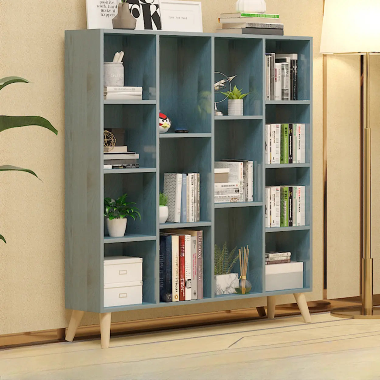 Trendy Vertical Rectangular Natural Wood Bookcase — Natural