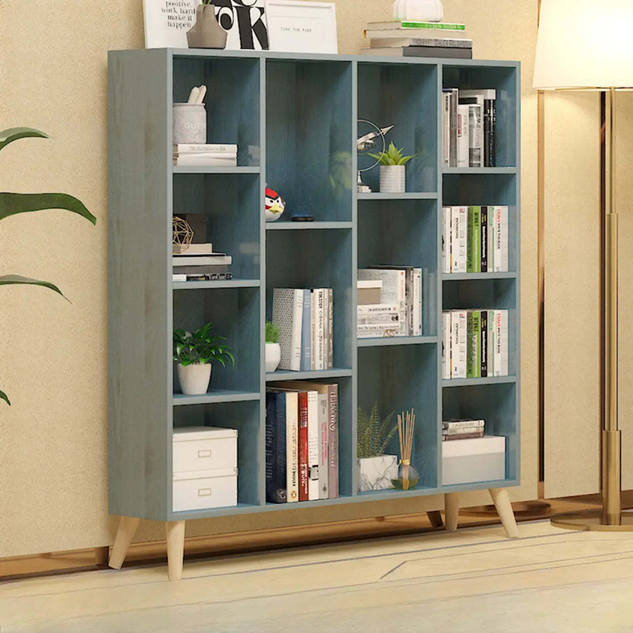 Trendy Vertical Rectangular Natural Wood Bookcase — Natural