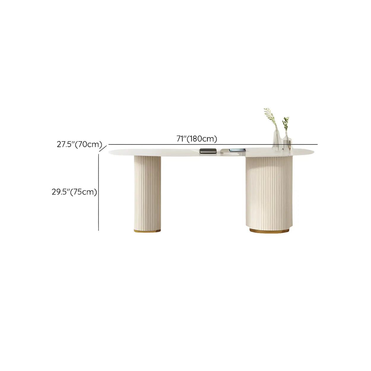 Trendy White Stone Free-Form Office Desk
