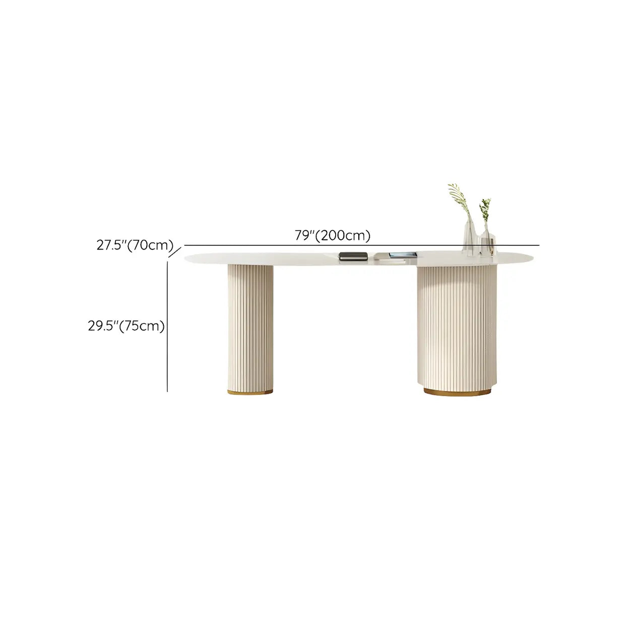 Trendy White Stone Free-Form Office Desk