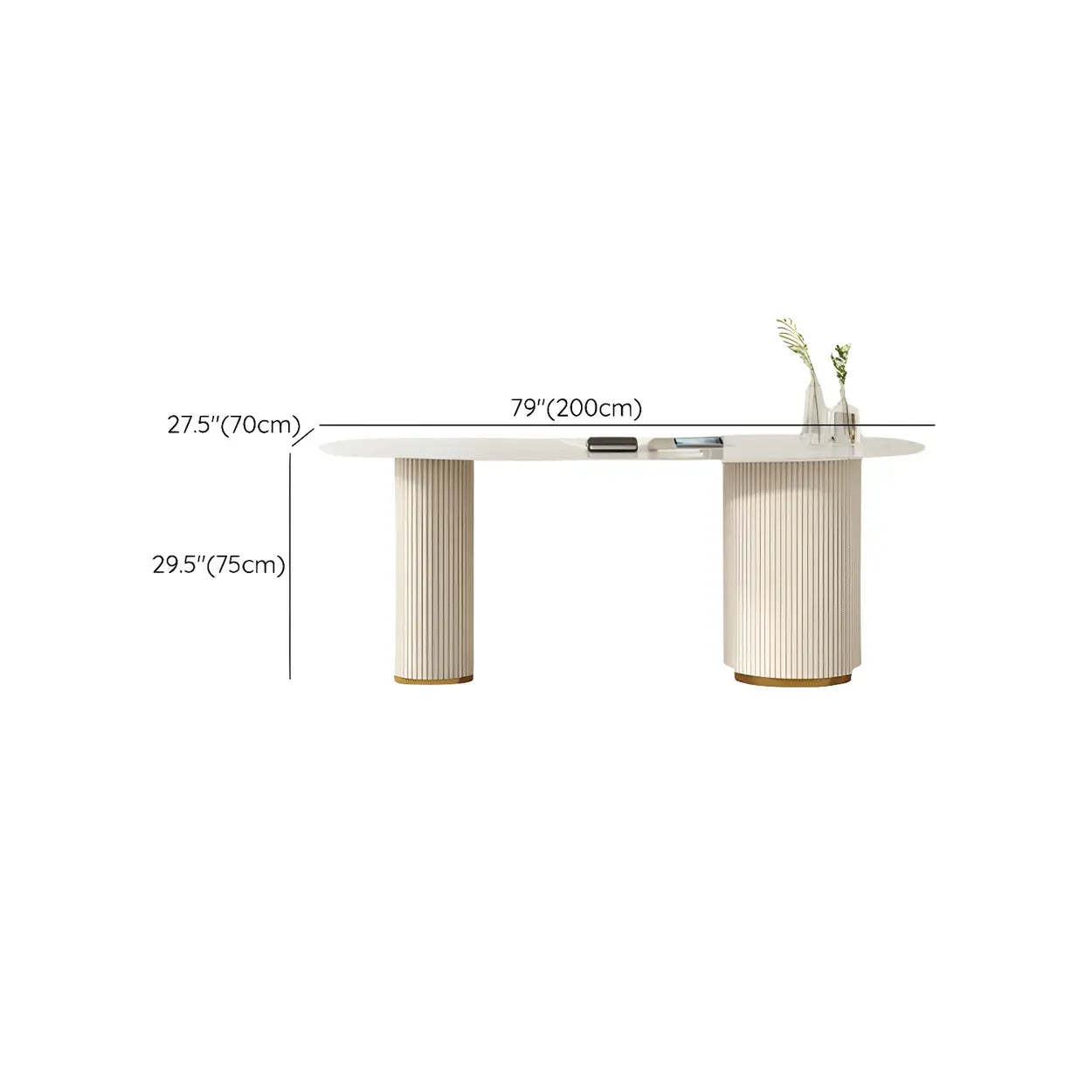 Trendy White Stone Free-Form Office Desk