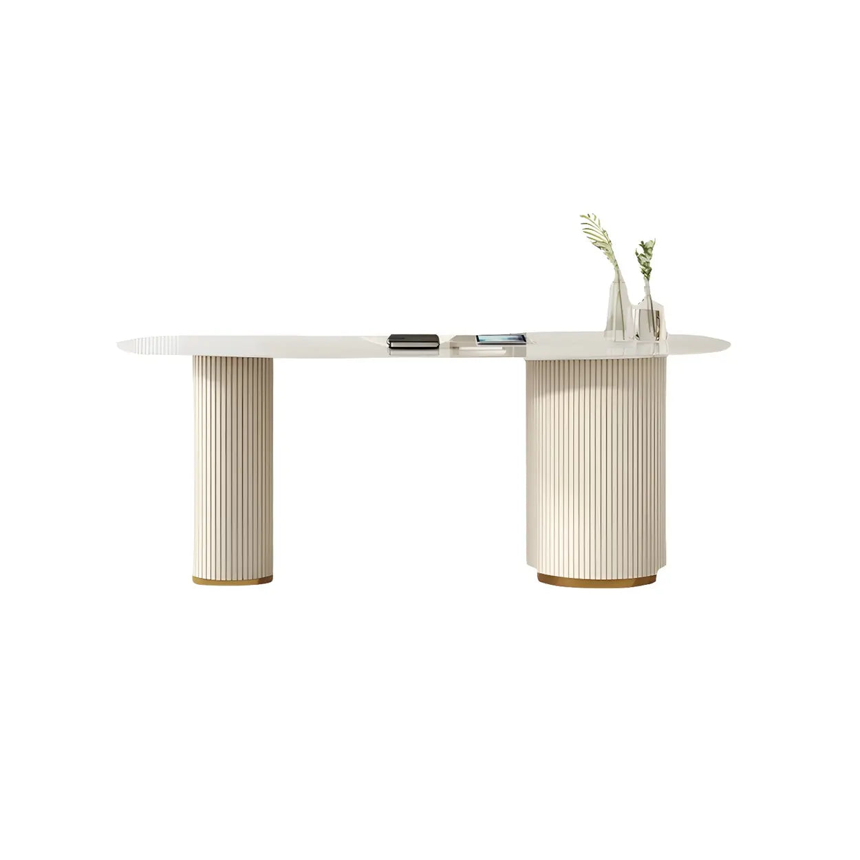 Trendy White Stone Free-Form Office Desk — Table Only