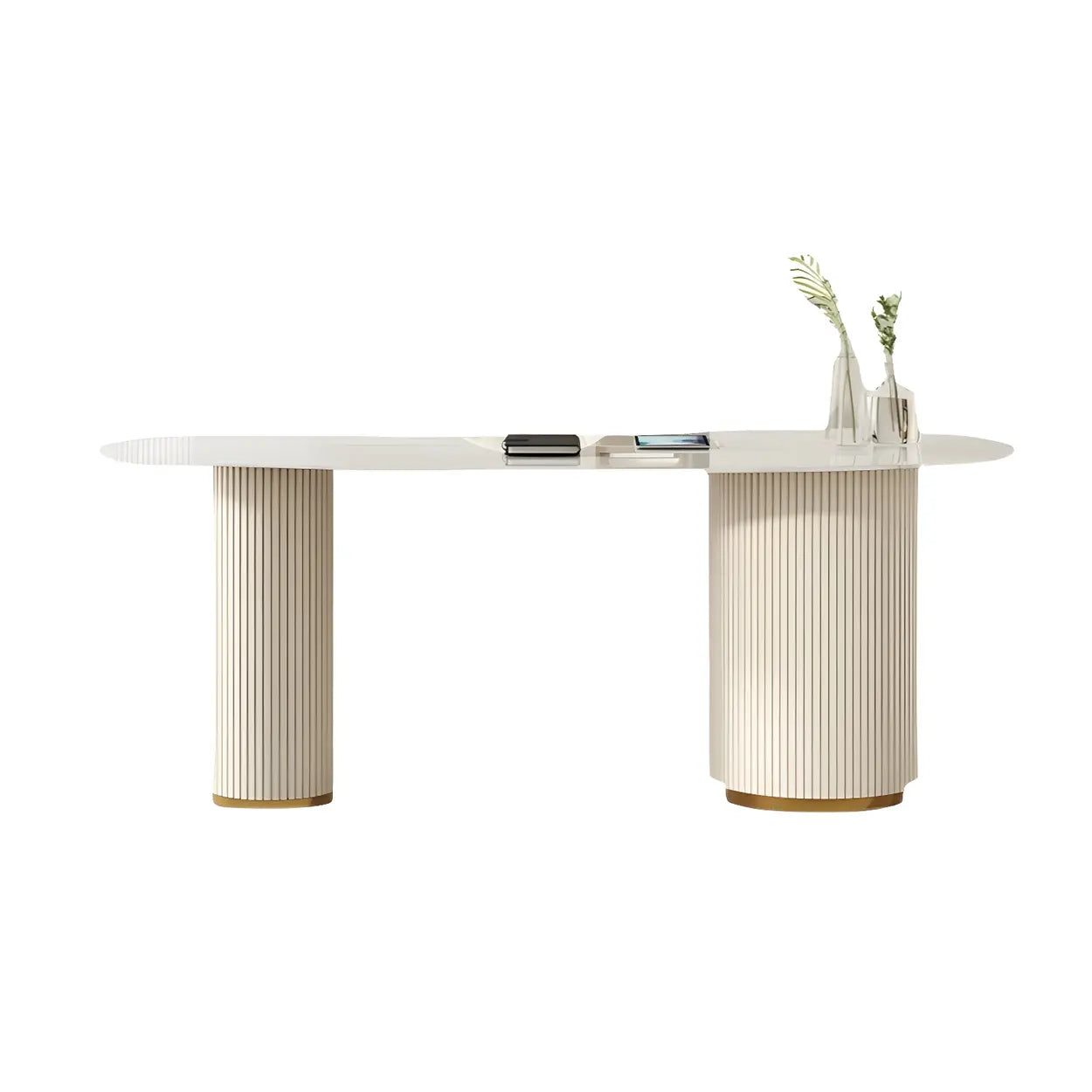 Trendy White Stone Free-Form Office Desk