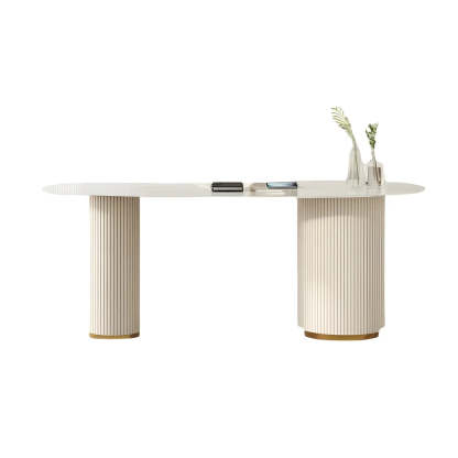 Trendy White Stone Free-Form Office Desk