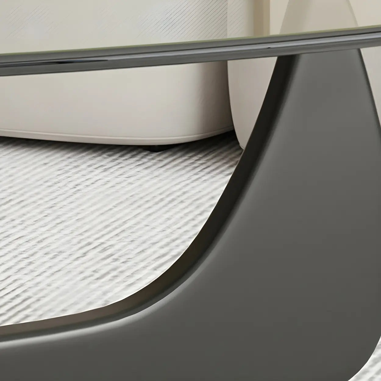 Triangle Glass Coffee Table with Wood Base — Clear Glass / Brown