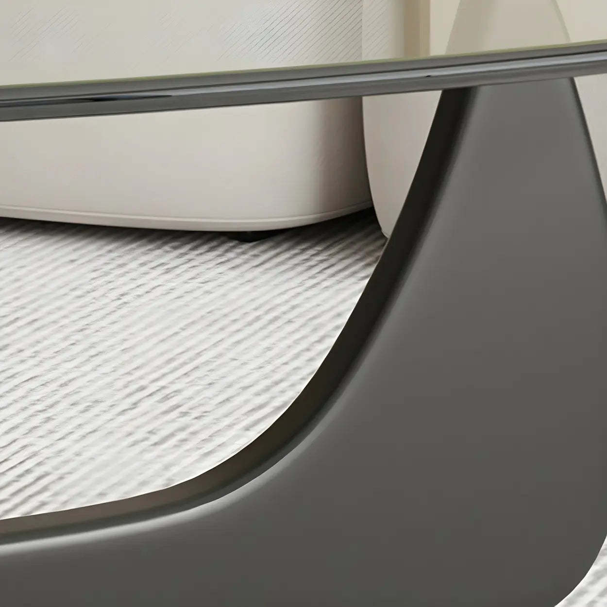Triangle Glass Coffee Table with Wood Base — Clear Glass / Brown