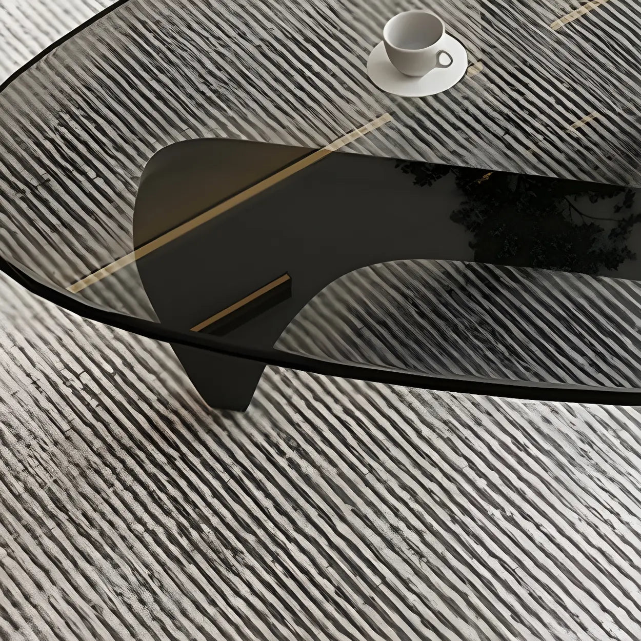 Triangle Glass Coffee Table with Wood Base — Cranberry Glass / Natural Finish