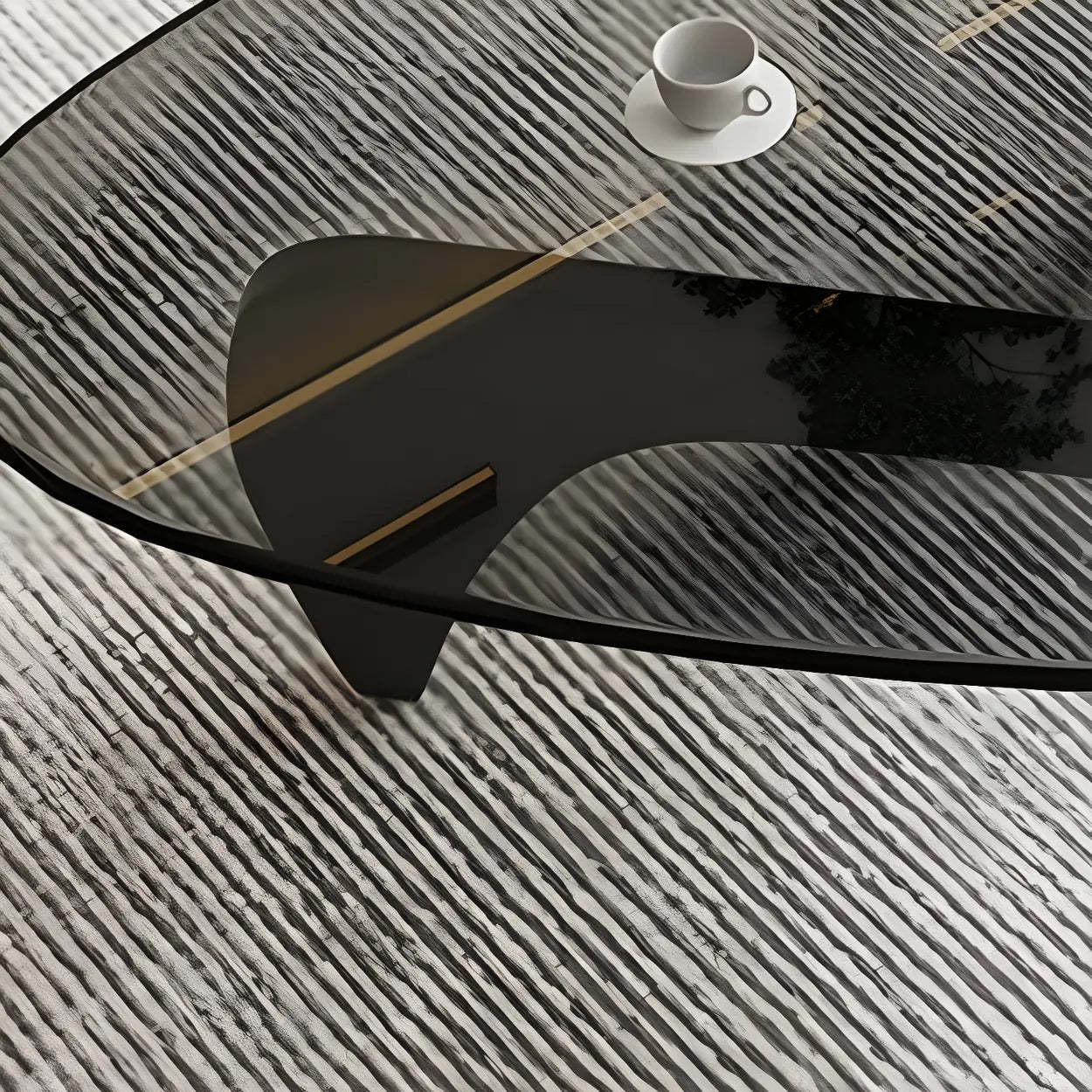 Triangle Glass Coffee Table with Wood Base — Cranberry Glass / Natural Finish