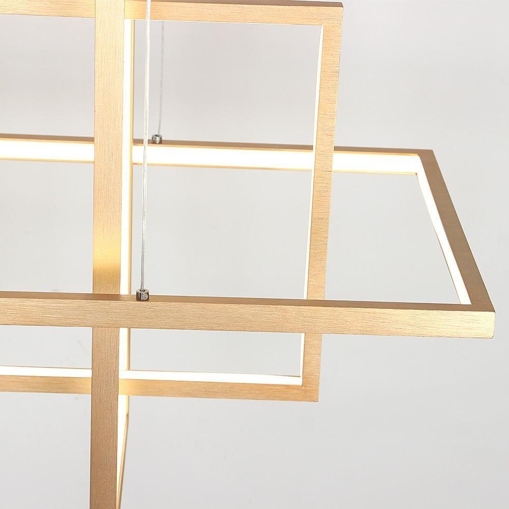 31.5" Three-Part Futuristic Rectangular Aluminum Chandelier