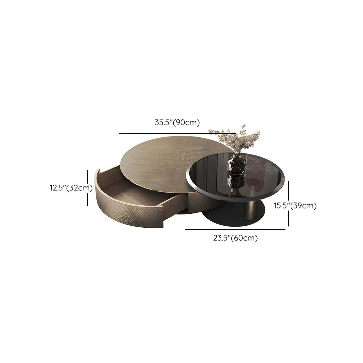 Round Steel-Base Nesting Coffee Tables