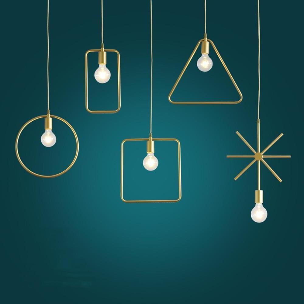 Metal Black and Gold Pendant Light Rounded Square Pendant Lighting-Lighom