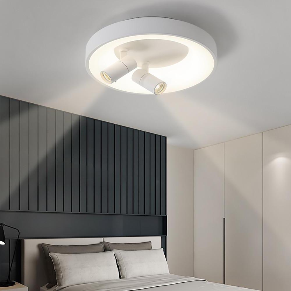 Spotlight circle flush mount lighting in synthetic — 12" / Matte Black